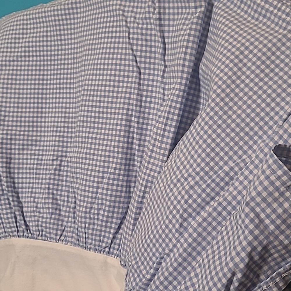 Pottery Barn Kids Blue and White Gingham Full Bed Skirt W/13" Ruffle - Picture 3 of 4